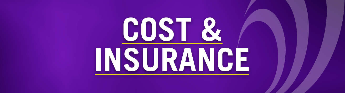 Cost & Insurance in front of purple background