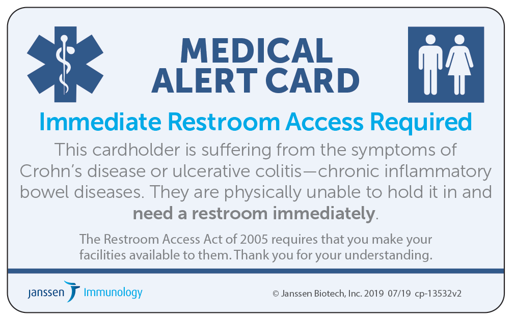 Restroom access medical alert card